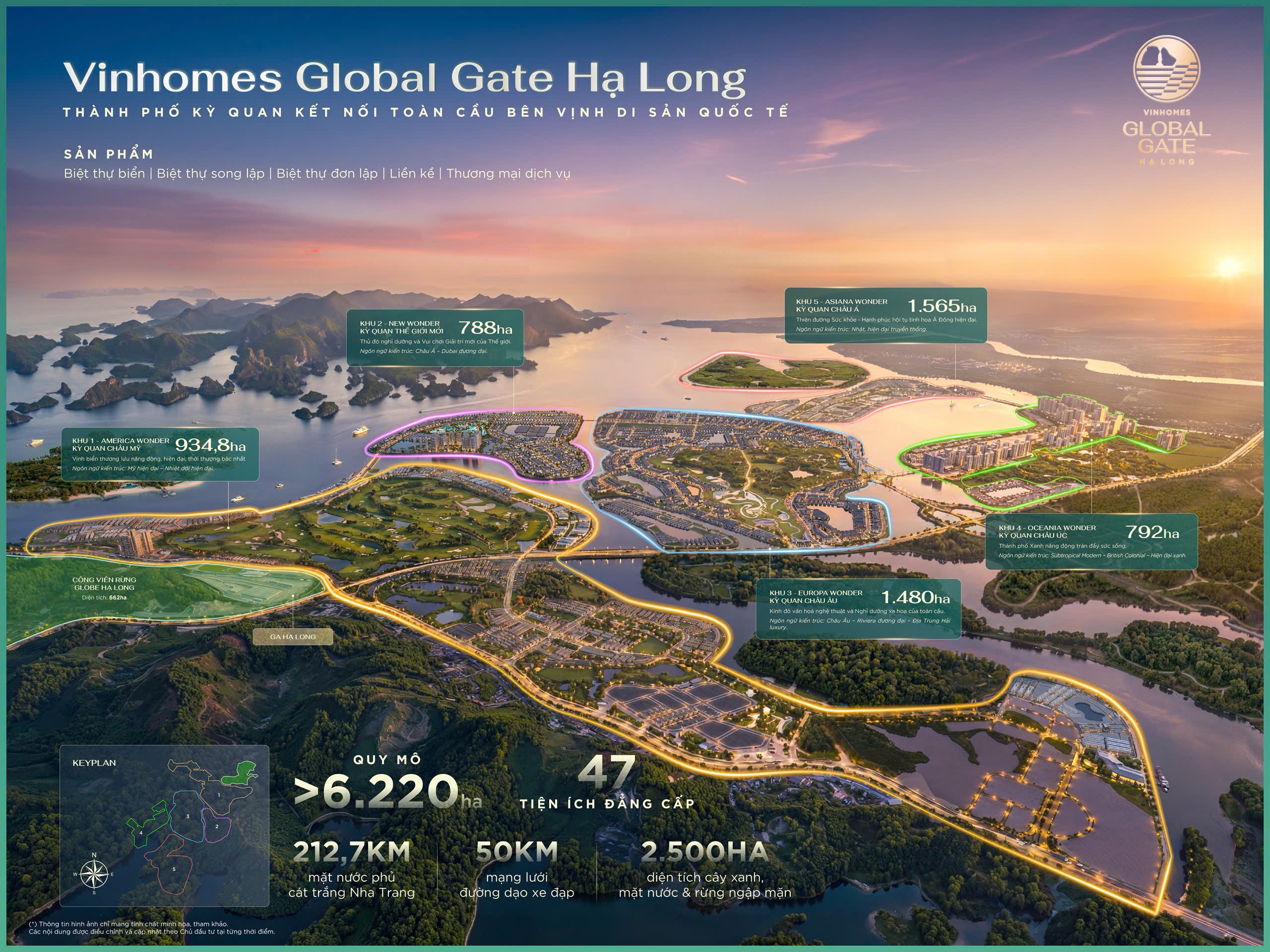 Tổng quan quy hoạch 5 phân khu Vinhomes Global Gate Hạ Long - Kỳ quan kết nối toàn cầu bên Vịnh di sản